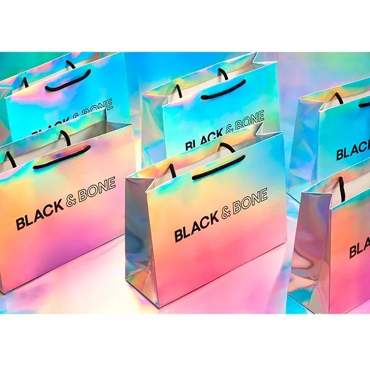 Glitter Gümüş Folyo Giyim Taşıma Çantaları Holografik Cmyk Renk