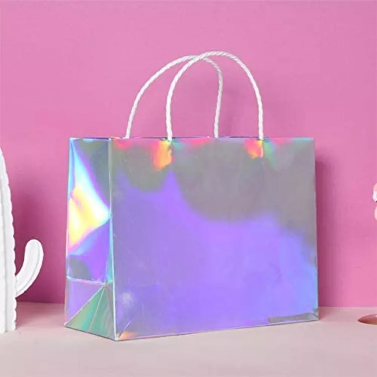 Glitter Gümüş Folyo Giyim Taşıma Çantaları Holografik Cmyk Renk